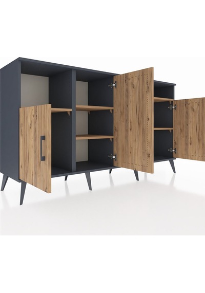 Kronos Konsol 5 Raflı 4 Kapaklı 176x59x99 Antrasit-çam Atlas Çam - Antrasıt Kronos Konsol 5 Raflı 4 Kapaklı 176x59x99 Antrasit-çam Atlas Çam - Antrasıt