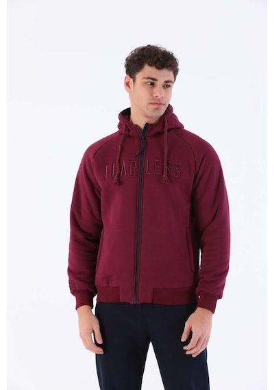 Maraton Comfort Erkek Kapüşonlu Bordo Eşofman Üstü Bordo
