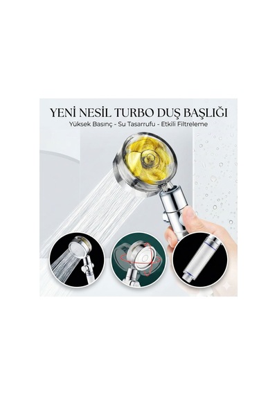 Büro Ev Ofis Banyo Keyfi İçin Turbo Pervaneli Serinletici Stil Duş Başlığı Diğer