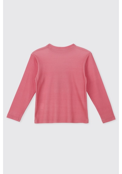 Panço Kız Çocuk Bisiklet Yaka Desenli Pembe Pijama Takımı 2621GK39005