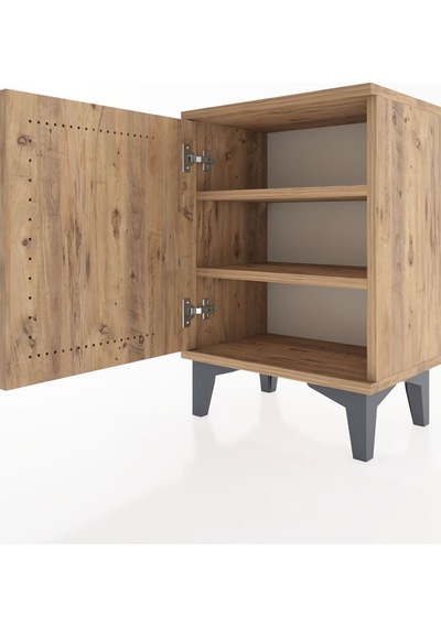 Arges Komodin 2 Raflı Tek Kapaklı 44x30x64 Çam-çam Atlas Çam