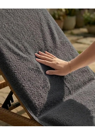 %100 Pamuk Şezlong Havlusu Antrasıt 75x200 Cm Çok Renkli