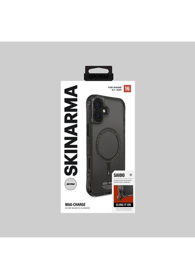 Apple iPhone 16 Plus Uyumlu Kılıf Magsafe Şarj Özellikli Şeffaf Airbag Tasarımlı Skinarma Saido Siyah