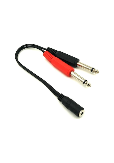 Stereo Kablo - 2X 6.3 Mm Mono Erkek - 3.5 Mm Stereo Dişi - Standa