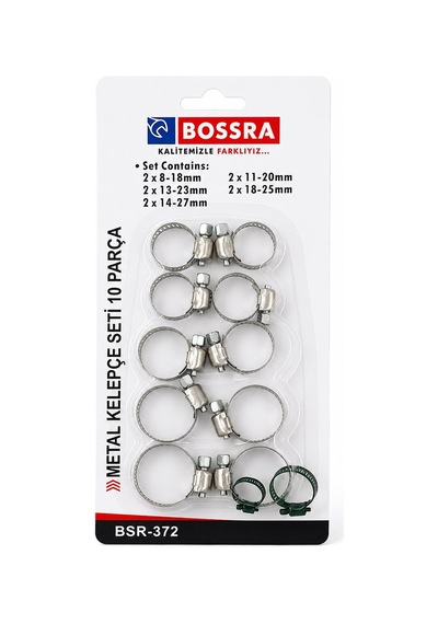 Bossra Bsr-372 Metal Hortum Kelepçesi Set 10 Adet - 12'li Paket