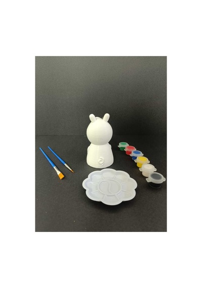 3d Domuz Peppa Pig Figür Boyama Seti - Kendin Boya Hobi Ve Etkinlik Seti - Akrilik Boya + 2 Fırça