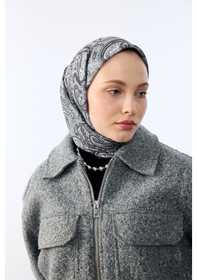 Mirsoy Scarf Rana Etnik Desen Eşarp Antrasit