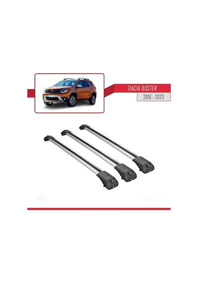 Dacia Duster 2018-2023 Arası İle Uyumlu Ace-1 Ara Atkı Tavan Barı Gri 3 Adet Bar