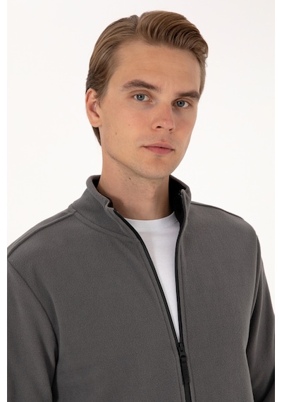 U.S. Polo Assn. Erkek Regular Fit Gri Polar Örme Hırka 50313779-VR024