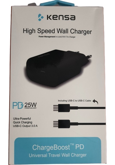 Kensa 3.0A 25W Type-C Hızlı Şarj Aleti Seti Siyah