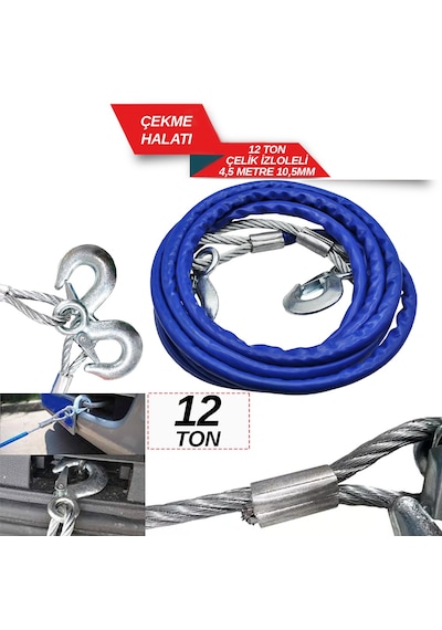 Çekme Halatı 12 Ton Çelik İzoleli 4.5 Mt 10,5 Mm 1720512