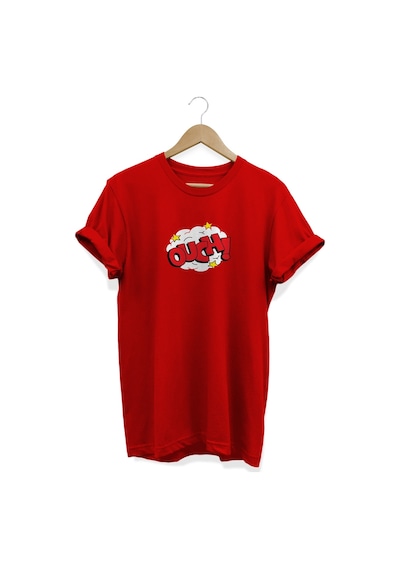 Ouch Baskılı Kırmızı T-shirt kırmızı