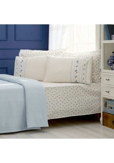 Karaca Home Blossy %100 Pamuk Nish Set Çift Kişilik Pike Takımı Mavi