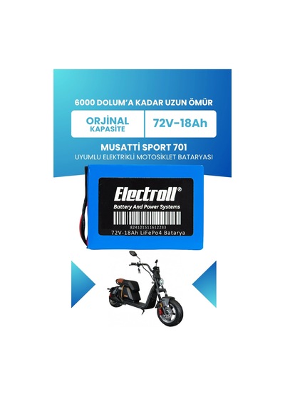 Musatti Sport 701 Batarya Standart Kapasite Lifepo4 72v 18ah Elektrikli Motosiklet Bataryası