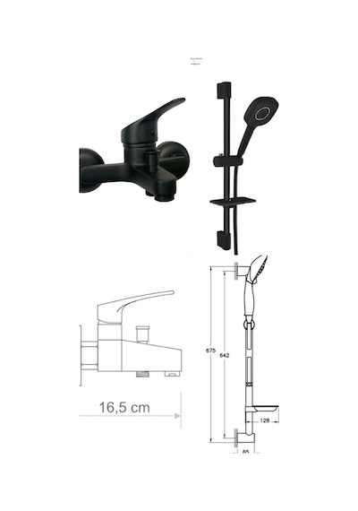 Armour Armatür Banyo Bataryası Seti Siyah Siyah