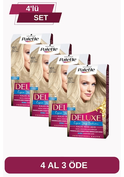 Palette Deluxe Saç Boyası 10 - 1 Küllü Açık Sarı X 4