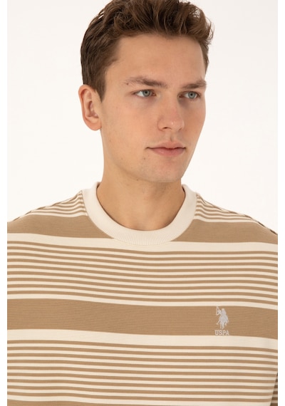 U.S. Polo Assn. Erkek Comfort Fit Bisiklet Yaka Krem Sweatshirt 50308135-VR256