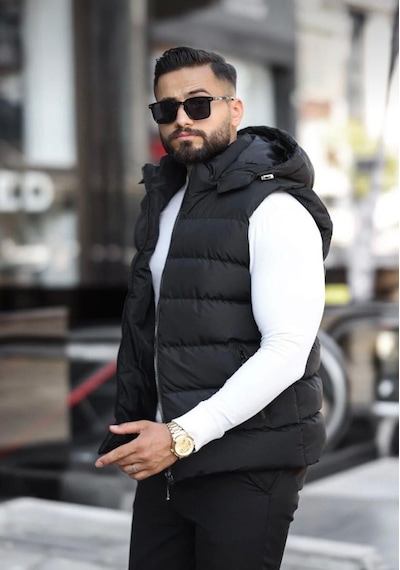 Tarz Wear Su Geçirmez Erkek Çıkarılabilir Kapüşonlu Yelek