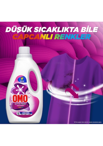 Omo Active Fresh Cold Power Renkliler Için Sıvı Deterjan 1500 Ml X 3