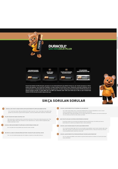 Duracell HR6/DX1500 2500 mAh AA Şarj Edilebilir Kalem Pil 2 x 2'li + CEF-14 Şarj Cihazı
