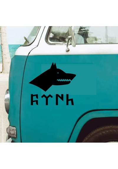 Kurt Ve Göktürkçe Türk Sticker - Araba Oto Motosiklet Karavan Cam Sticker - 00261 10X9 Cm