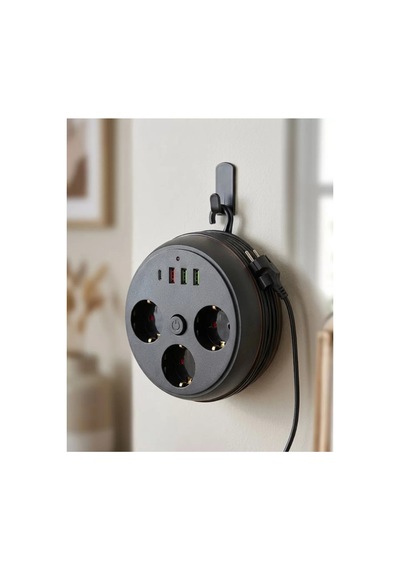 Güvenli Çoklu Priz 3 Priz 3 Usb 1 Type C Termal Koruma Uzun Kablo Renkli 1 - 10 M