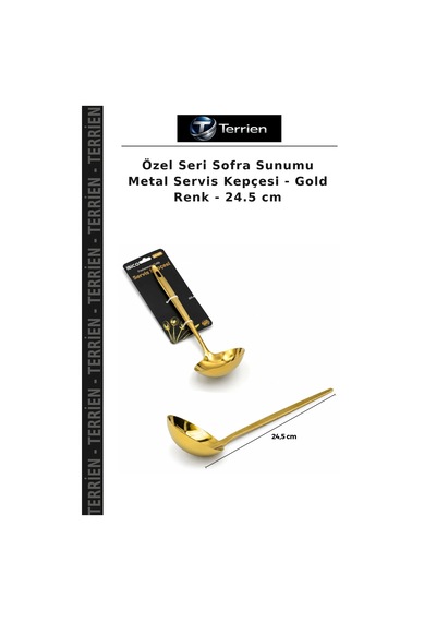 Özel Seri Sofra Sunumu Metal Servis Kepçesi - Gold Renk - 24.5 Cm