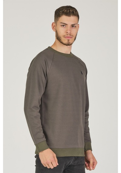 V4003 Dewberry Reglan Kol Erkek Sweatshırt-haki Haki