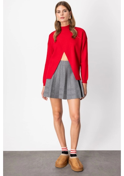 On Fashion Kadın Dik Yaka Çapraz Kırmızı Kazak 65343 Kırmızı