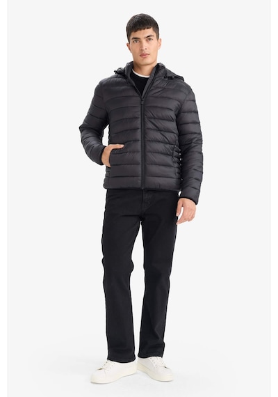 Defacto Su Geçirmez Slim Fit Dar Kesim Kapüşonlu Fermuarlı Şişme Mont N4661az25aubk27 Siyah