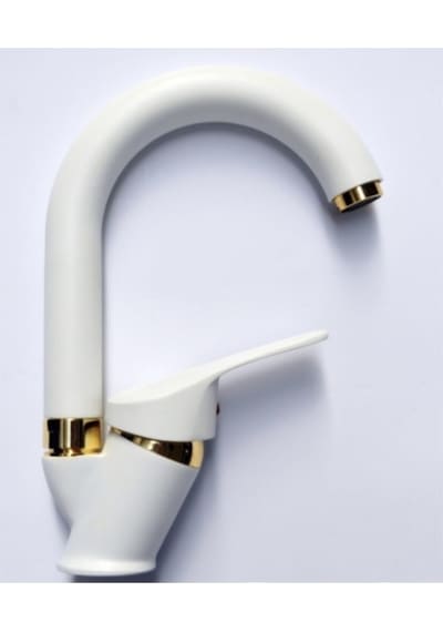 Beyaz Gold Banyo Lavabo Musluğu Bataryası Sıcak Soğuk Çift Su Girişli Diğer