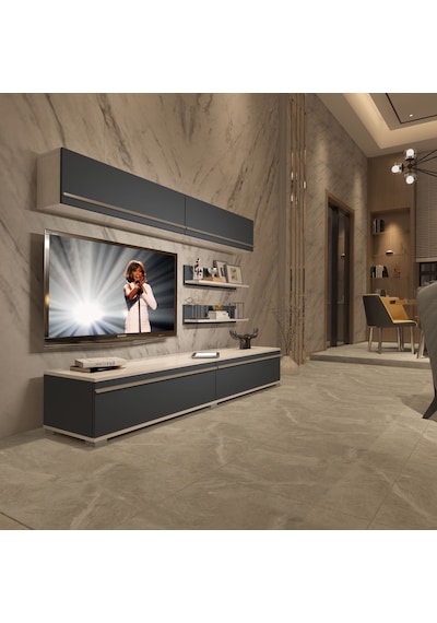 Decoraktiv Eko 5 Mdf Std Tv Ünitesi Tv Sehpası Beyaz - Antrasit