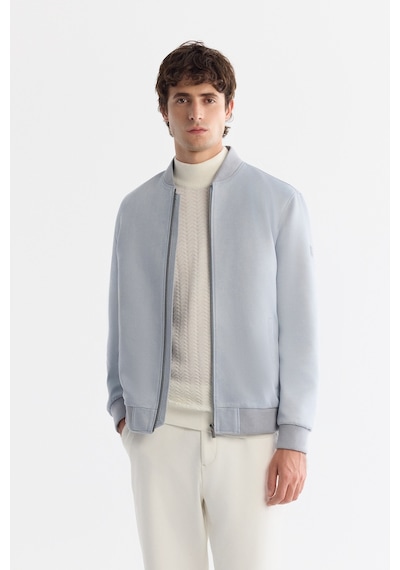 Avva Erkek Mavi Bomber Yaka Süet Dokulu Mevsimlik Comfort Fit Mont B006045