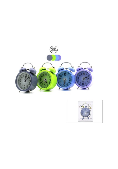 Yuvarlak Masa Çalar Saat 9 Cm - Pilli Işıklı Sarı