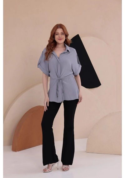 Bbbutikbasic Yarasa Apoletli Spz Model Gömlek Hkn34 gri