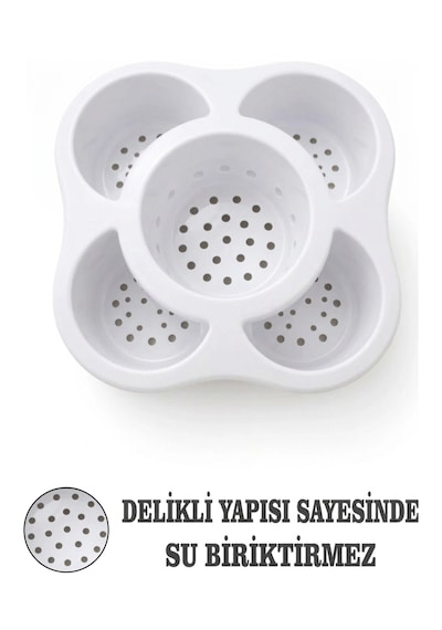 Mutfak Tezgah Üstü Kaşıklık Ve Düzenleyici 5 Bölmeli Çok Amaçlı Plastik Organizer Papatya 16x16cm Beyaz
