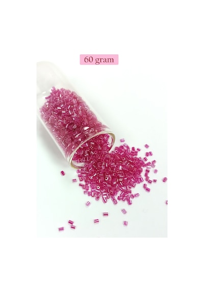 Kesme Cam Boncuk 2mm - 60 Gram - Şeffaf Koyu Pembe - Bnc394