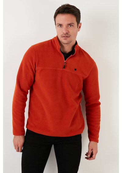Buratti Slim Fit Anti-Pilling Tüylenme Yapmayan Bato Yaka Kışlık Şardonlu Erkek Polar 5906001 Orange