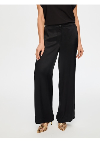 Faik Sönmez Wide Leg Fit Beli Lastikli Rayon Viskon Pantolon S26pnt004 Us26pnt00410 Siyah