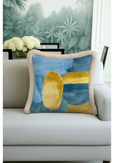 Modern Sanat Esintili Saçaklı Yastık Kılıfı - Minimalist Bohem Mavi Krem Püsküllü Kırlent Kılıfı Sisli Bebek Mavisi Modern Sanat Esintili Saçaklı Yastık Kılıfı - Minimalist Bohem Mavi Krem Püsküllü Kırlent Kılıfı Sisli Bebek Mavisi