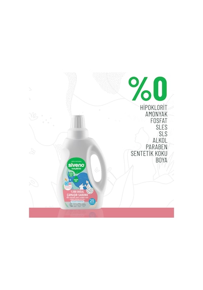 Siveno %100 Doğal Bebek Çamaşır Sabunu Kendinden Yumuşatıcılı Bitkisel Deterjan Konsantre 750 ml X2 Adet