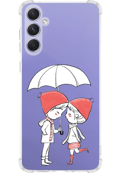 Samsung Galaxy A26 İle Uyumlu Aşk Baskılı Şeffaf Köşe Korumalı Antişok Kılıf