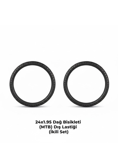 24 Jant Bisiklet Dış Lastik Takımı - 2 Adet 24x1.95 Dağ Bisikleti Mtb Dişli Dış Lastik