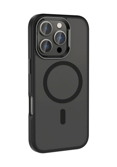 Apple Uyumlu iPhone 16 Pro Kılıf Magsafe Şarj Özellikli Parlak Kamera Çerçeveli Redclick Kost Kapak - Siyah