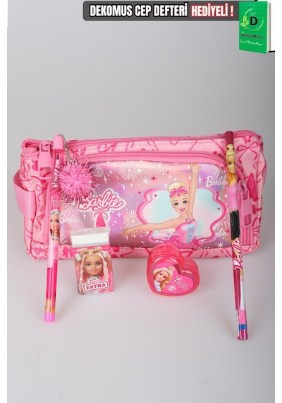 X Dekomus Lisanslı Barbie Ballerina Magic Collection Kalem Çantası,geçmeli Kalem,silgi,kalemtraş Ve Kurşun Kalem Seti Altın