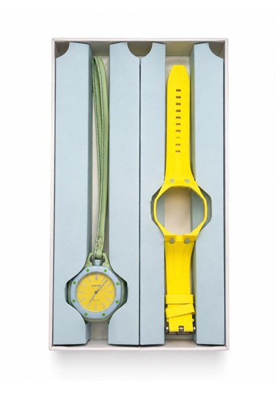 Duostyle 2'si 1 Arada Analog Kol Saati Ve Çanta Saati Silikon Kordonlu Unisex Sarı