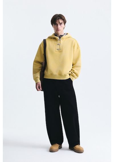 Vamos Boxy Fit Metal Klips Kapama Sweatshirt Sarı
