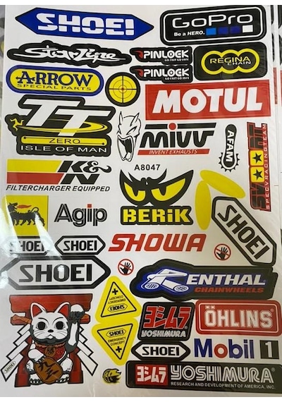 Araba, Motosiklet, Bisiklet, Kask Sponsor Sticker Seti, Çıkartma Etiketi A8047 Model Siyah