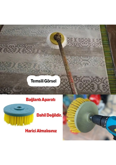 Profesyonel Halı Yıkama Fırçası Silindir Yuvarlak Sert Uçlu Motorlu Makine Tırpan İçin Aparat 1 Adet