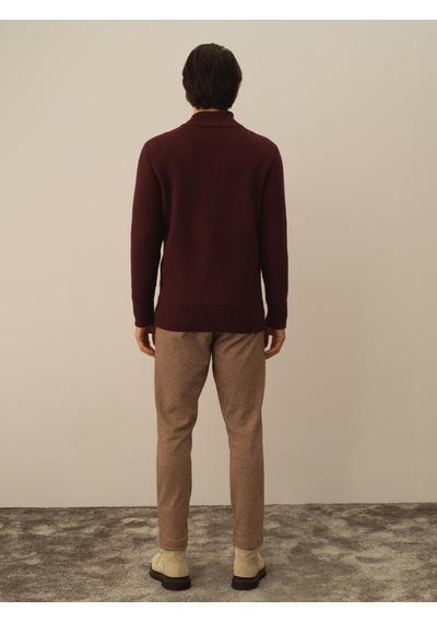 Xint Bordo Regular Fit Dik Yaka Yünlü Hırka 801733